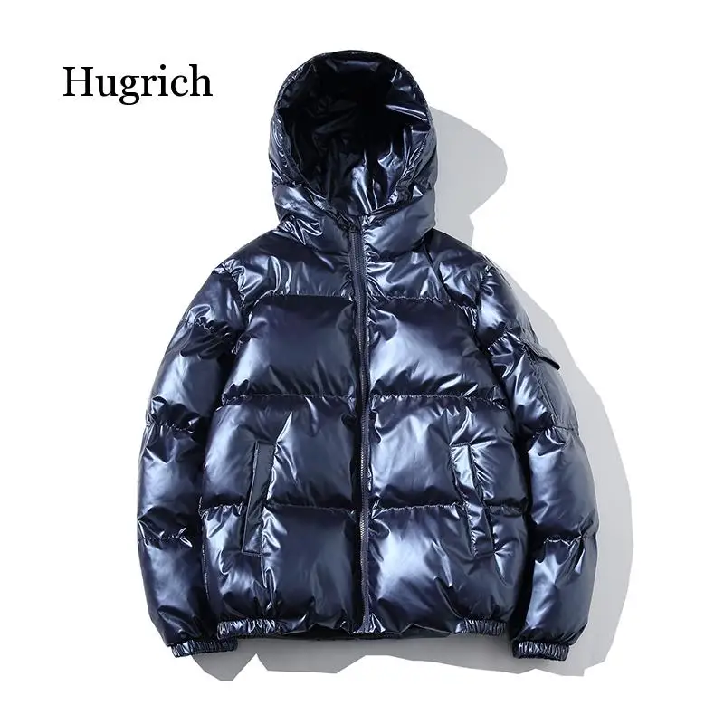 Зимняя мужская куртка толстая теплая парка серебристые яркие глянцевые куртки