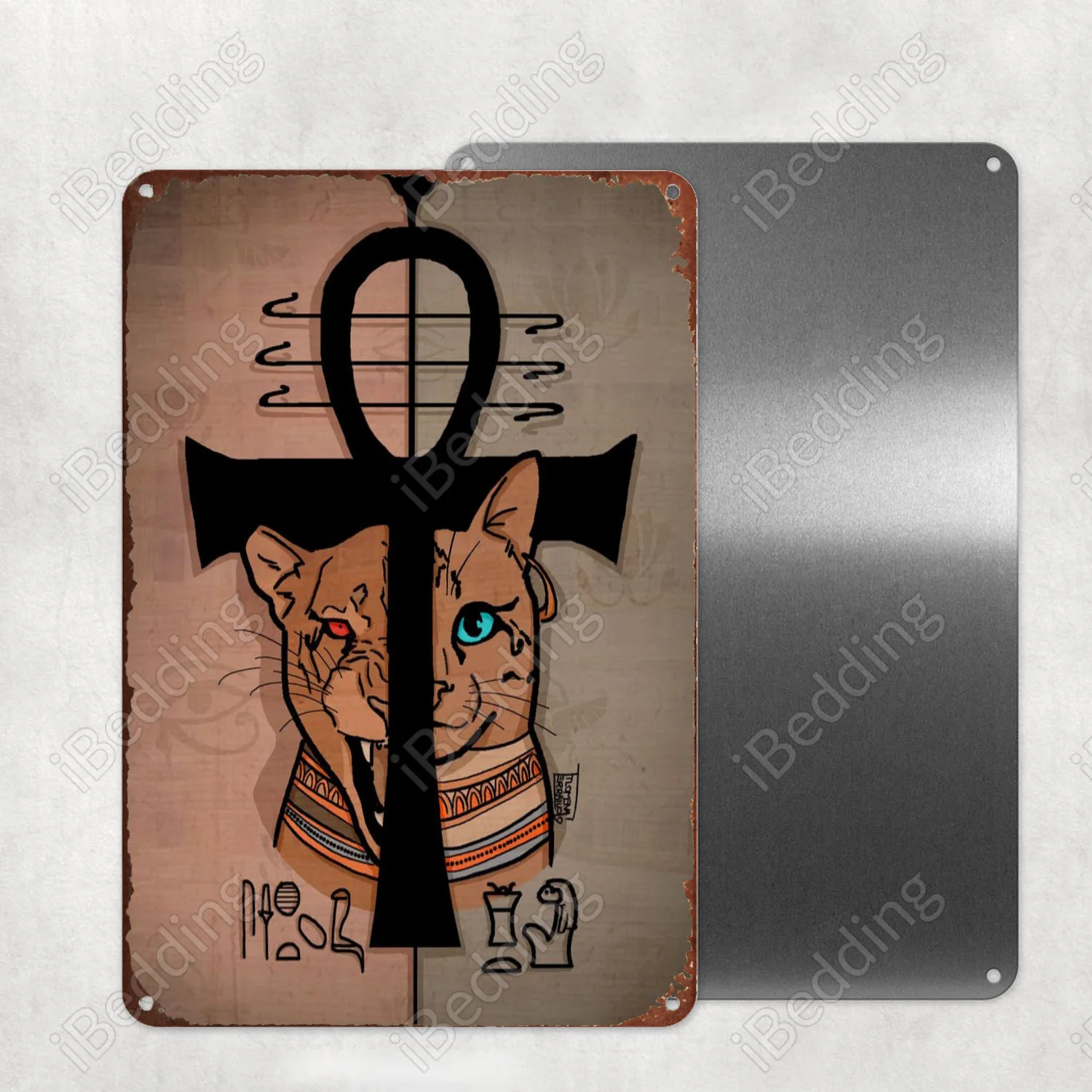 

Bastet искусственная металлическая плитка, украшение для стен паба, клуба, железная живопись, декоративная пластина 20x30 см