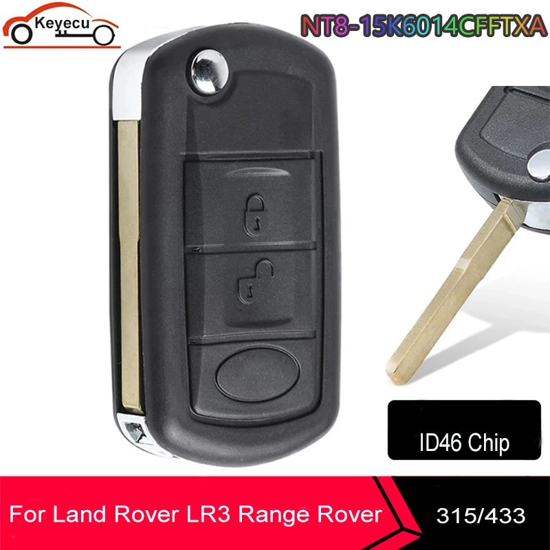 

KEYECU Replaceable For Land Rover LR3 Range Rover Sport Discovery 3 433 or 315 ID46 Flip Remote Car Key Fob NT8-15K6014CFFTXA
