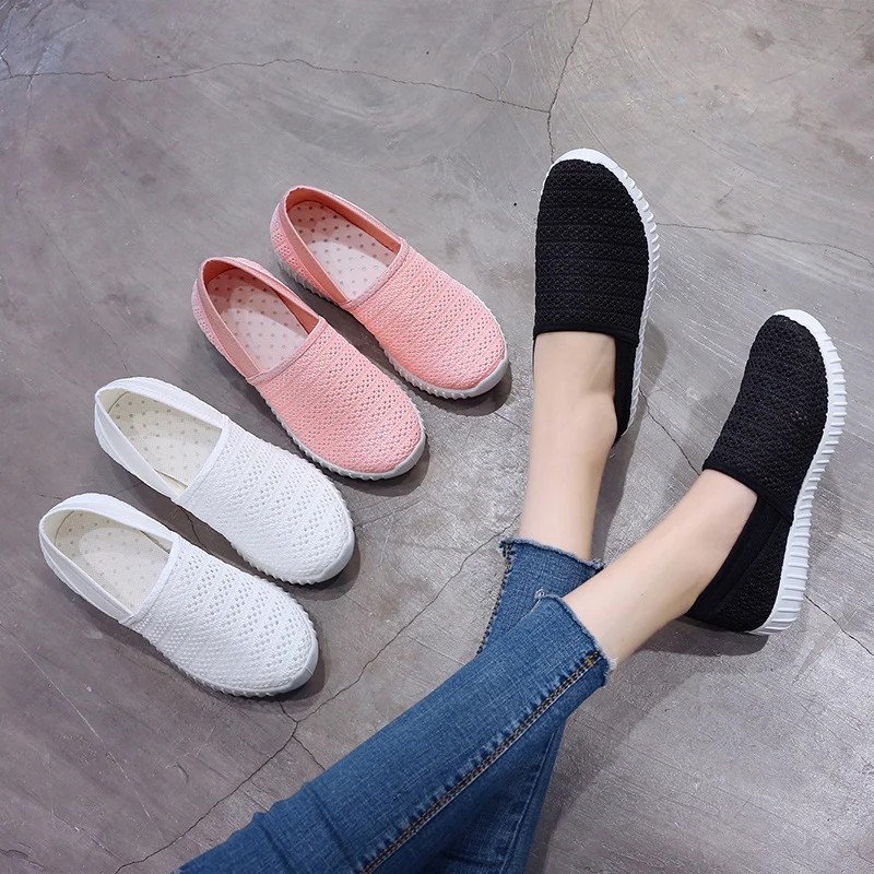 

Women Flat Knit Casual Slip on Walk Ballet Vulcanized Shoes Female Mesh Soft Breathable Women's Footwear for Ladies Sneaker 2021