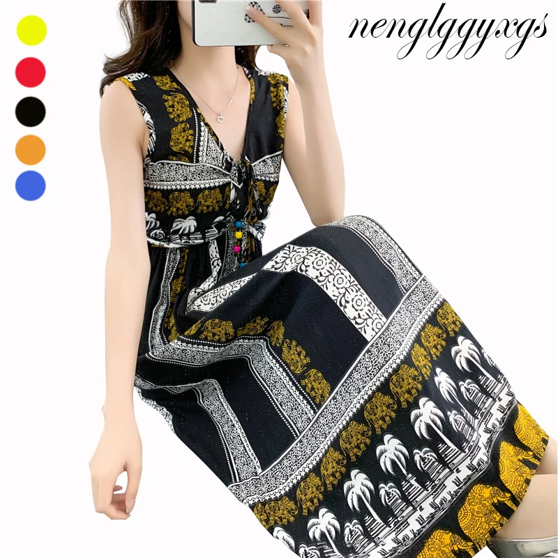 Летнее женское платье винтажная богемная Цветочная Туника пляжное Сарафан Плюс