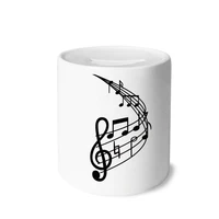 round shaped curved music notes money box saving banks ceramic coin case kids adults