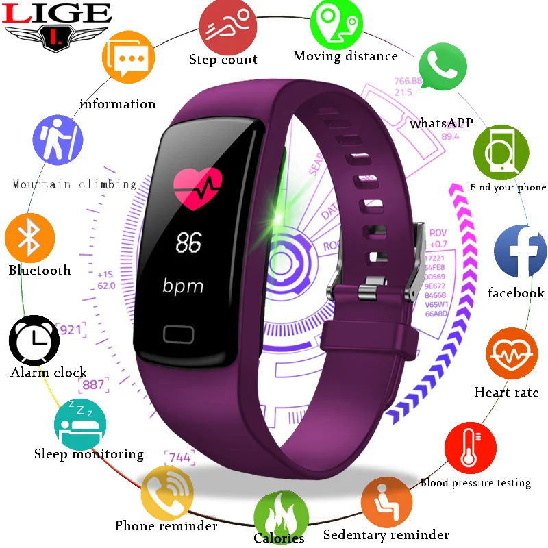 Спортивный браслет для женщин и мужчин сердечный ритм кровяное давление шагомер