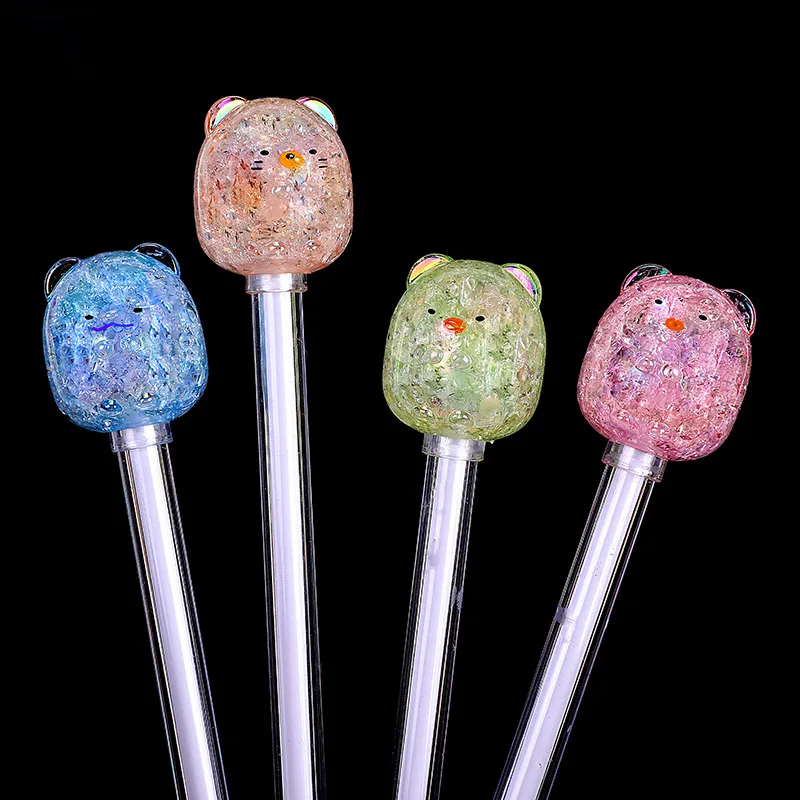 

32 pcs/lot Ice crack Crystal Bear Gel Pen Cute 0.5 mm black ink Signature Pen School Office writing Supplies Promotional Gift