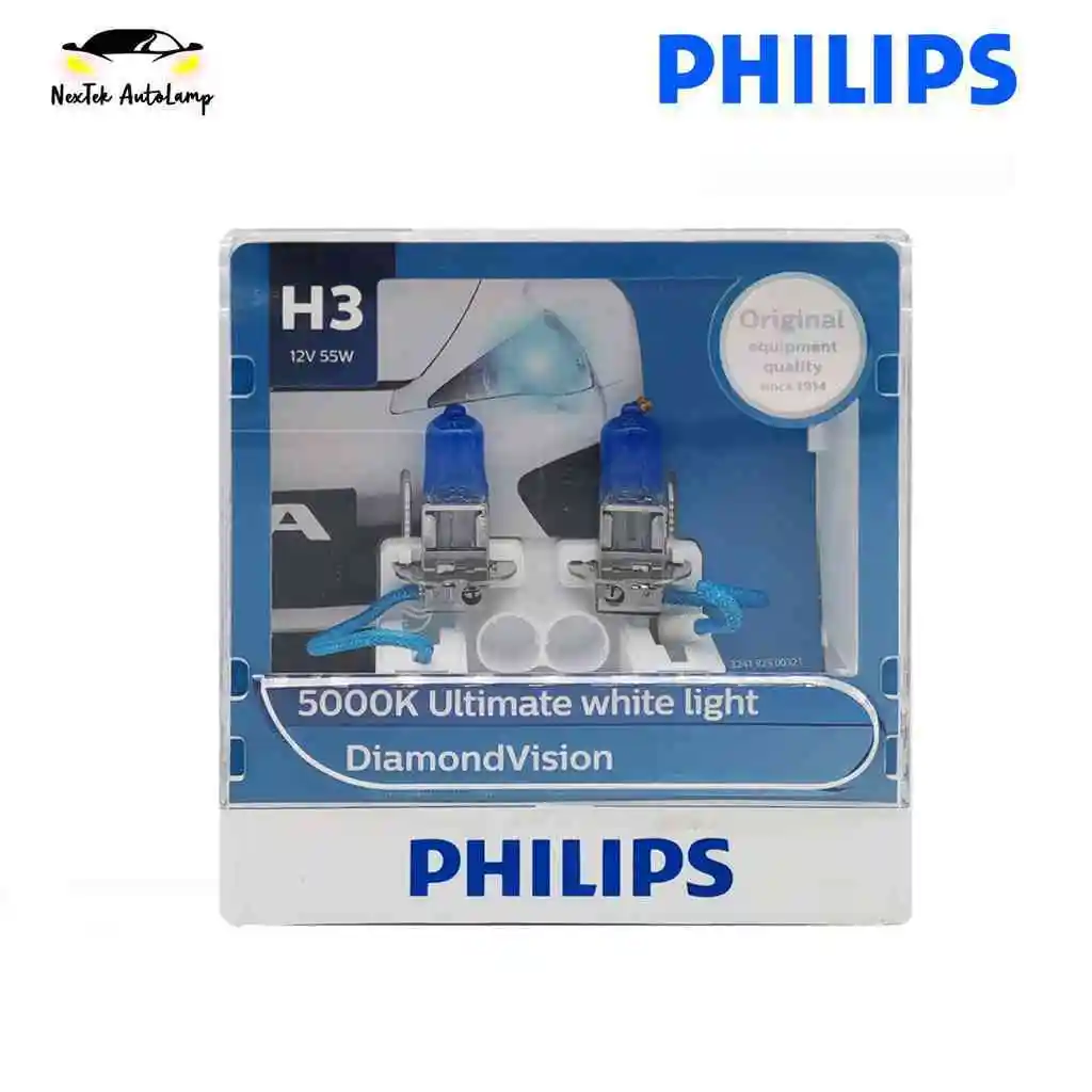 Philips Diamond Vision H3 12V 55W 5000K Автомобильная галогенная фара Белая противотуманная