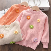 menoea 2021 new 3d flower baby girls winter clothes kids knit sweaters toddler knitting pullovers tops fall children clothing