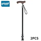 2шт сверхлегкие алюминиевые трости для ходьбы с деревянной T-образной ручкой для туризма трость треккинговые скандинавские трости для походов трости бар 265 г