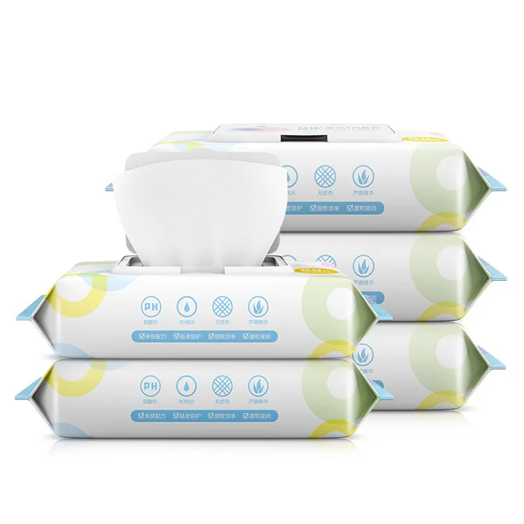 

Baby wipes 80 pumps/pack with cover portable wipes paper baby hand mouth wet wipes 5 packs
