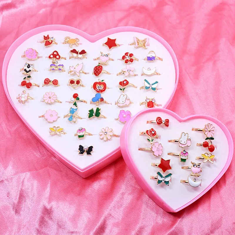 10 шт. модные детские милые регулируемые Мультяшные кольца из сплава с эмалью в