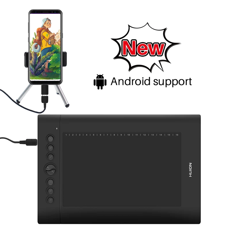 Графический планшет HUION H610 Pro V2 для рисования устройство создания рисунков и