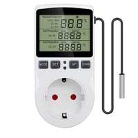 eu plug thermostat temperature controller socket lcd digital with timer switch sensor probe heating cooling for refrigerators