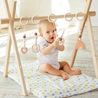 5pcsset baby wooden play gym animals pendant stroller hanging toy newborn sensory activity room pram decor birthday gift