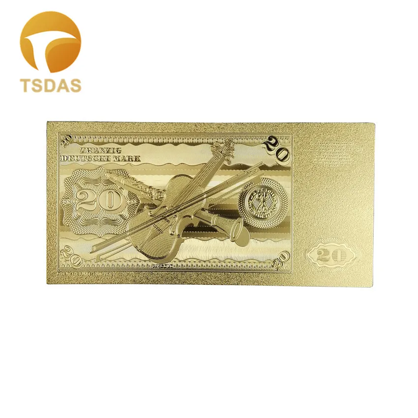 Немецкая Золотая фольга для банкнот 20 Deutsche поддельные золотые банкноты