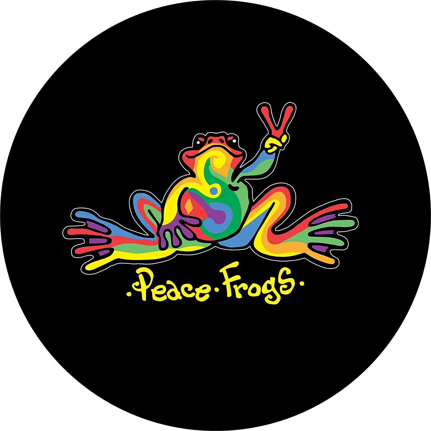 

TIRE COVER CENTRAL Peace Frog Retro Tie Dye Swirl Design Spare Tire Cover ( sizezd to Any Make/Model for 255/75R17