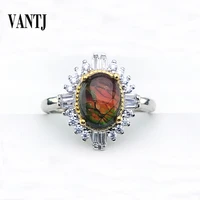 natural ammonite ammolite rings sterling 925 silver for women sparkling gemstone anniversary classic fine jewelry gift collier