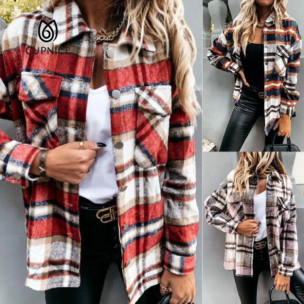 

Женская рубашка в клетку, с длинным рукавом, на пуговицах