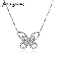 pansysen butterfly pendent necklaces 100 925 sterling silver created moissanite diamond wedding fine jewelry necklace wholesale