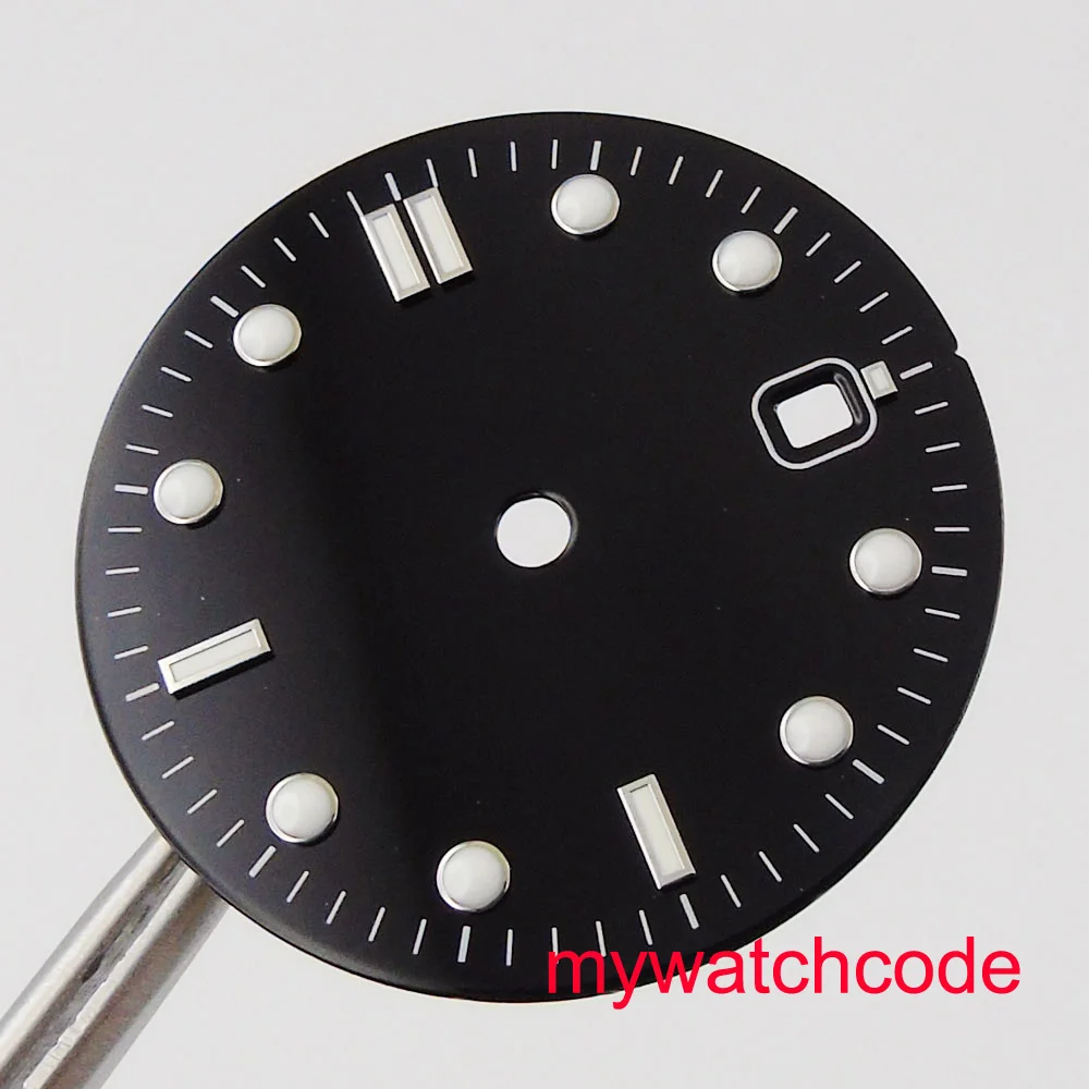 Циферблат для часов Bliger 31 мм черный из нержавеющей стали стерильный с окошком