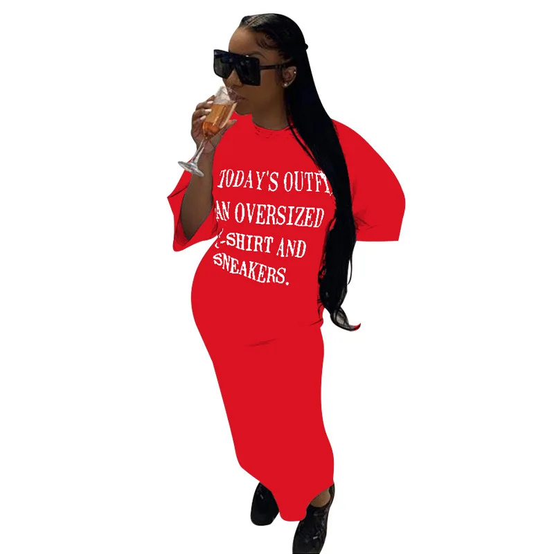 

Women Todays Outfits Letters Print Long Maxi Dress Sexy Club Party Night Casual Long Dresses Plus Size 4XL 3XL 2XL Loose Dress