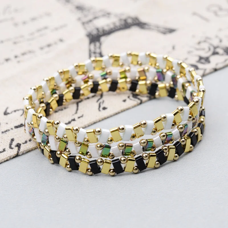 BOJIU Boho разноцветные Миюки Тила бусины браслеты для женщин летние пляжные