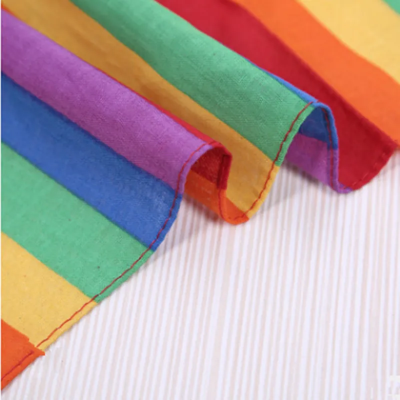 

4Pcs Cotton Outdoor Stripe Rainbow Scarf Square Sports Colour Striped Headscarf Square scarf QDD9792