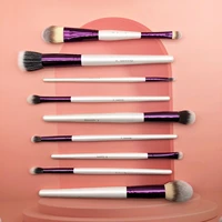 ylovely 9pcs super soft pro quality synthetic white purple cosmetic powder blush eyeshadow eyeline mask makeup brush set