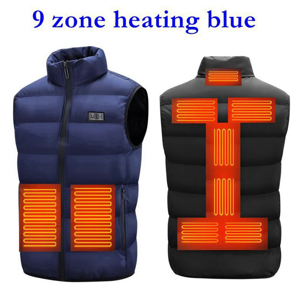 Жилет с двойным подогревом и 9 зонами обогрева зимняя уличная спортивная теплая