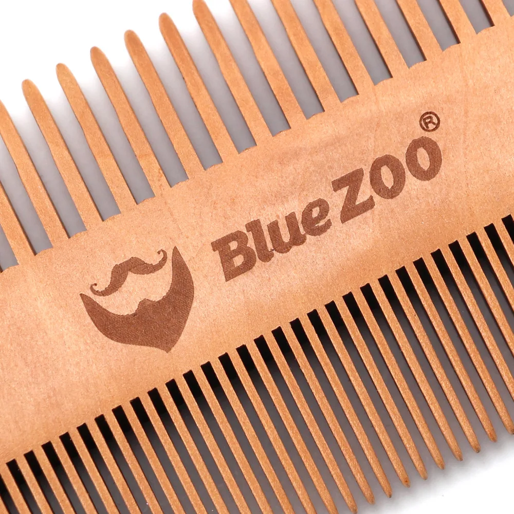 

Natural Pear Wood Beard Shape Comb Anti-Static Double-Sided Design Hairdressing Shaping Tool Care Quality PU Leather Storage Bag