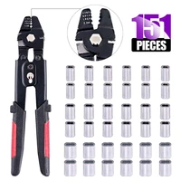 wx 711 wire rope crimping tool wire rope swager crimpers fishing plier with 150pcs crimp sleeves kit
