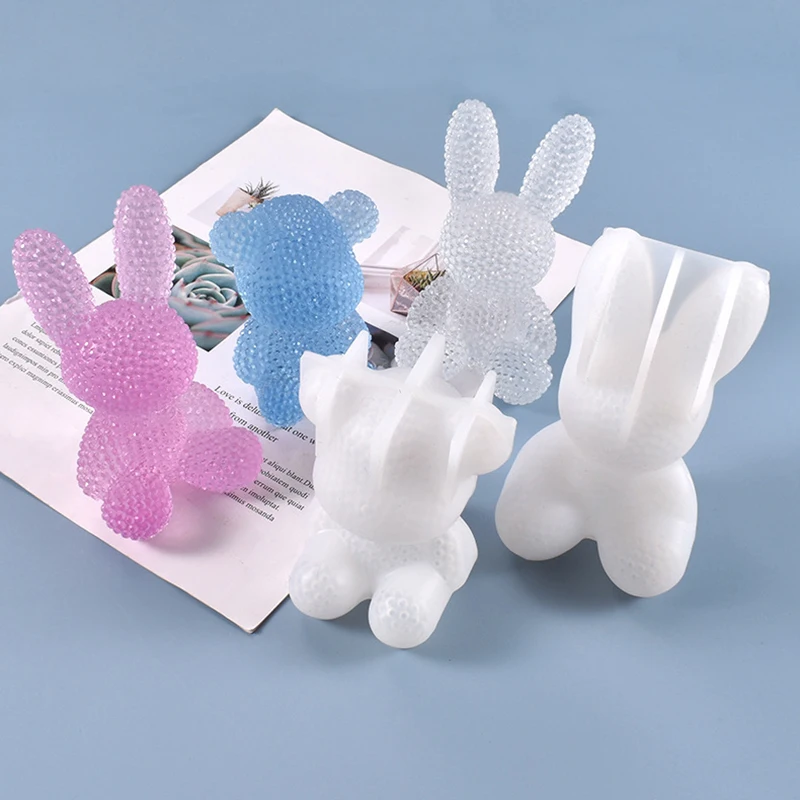 

Transparent Silicone Epoxy Resin Molds Geometry Bear Rabbit Mould Animal Aromatherapy Candle Making Form Decoration Tool