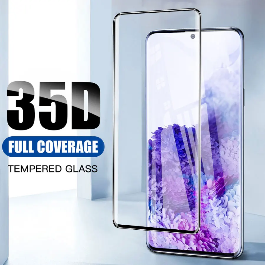 Изогнутое закаленное стекло 35D для Samsung Galaxy S21 S20 Ultra S10 S9 S8 Note 20 10 9 8 Plus защита экрана