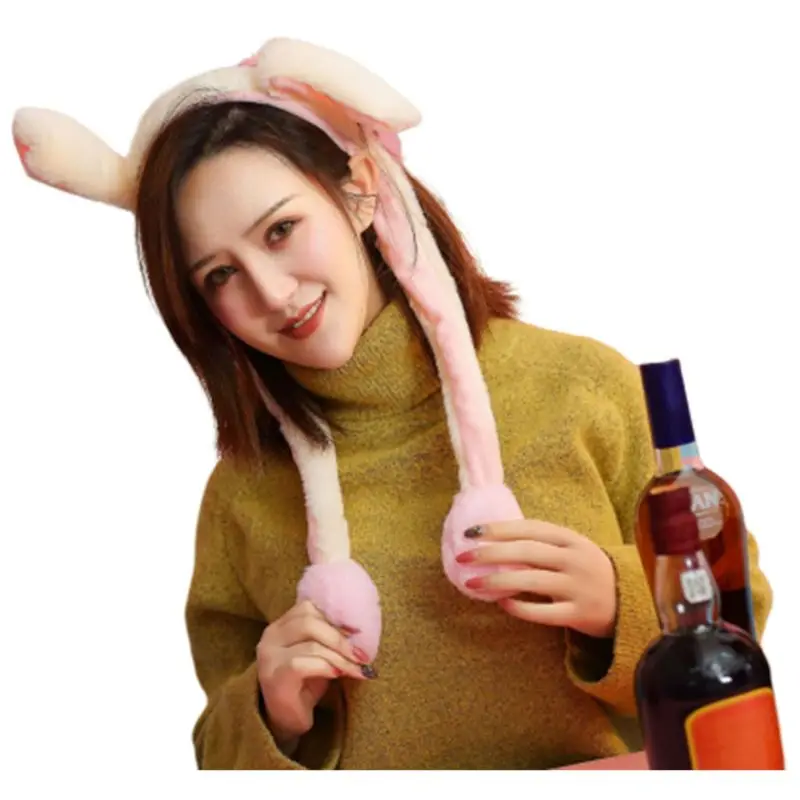 

Unisex Winter Fluffy Plush Headband Cute Moving Airbag Rabbit Ears Ear Warmer Hair Hoop Gift Party Favors Dance Toy Photo Props