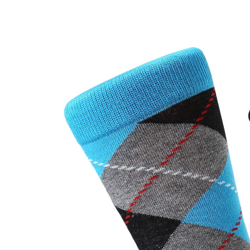 MYORED 5 пар/лот мужские хлопковые носки с узором ромбиками для мужчин повседневные