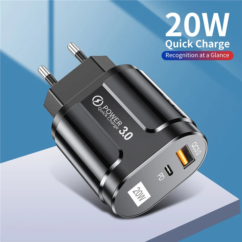 Сетевое зарядное устройство USLION с USB Type-C, 20 Вт, Quick Charge 3,0