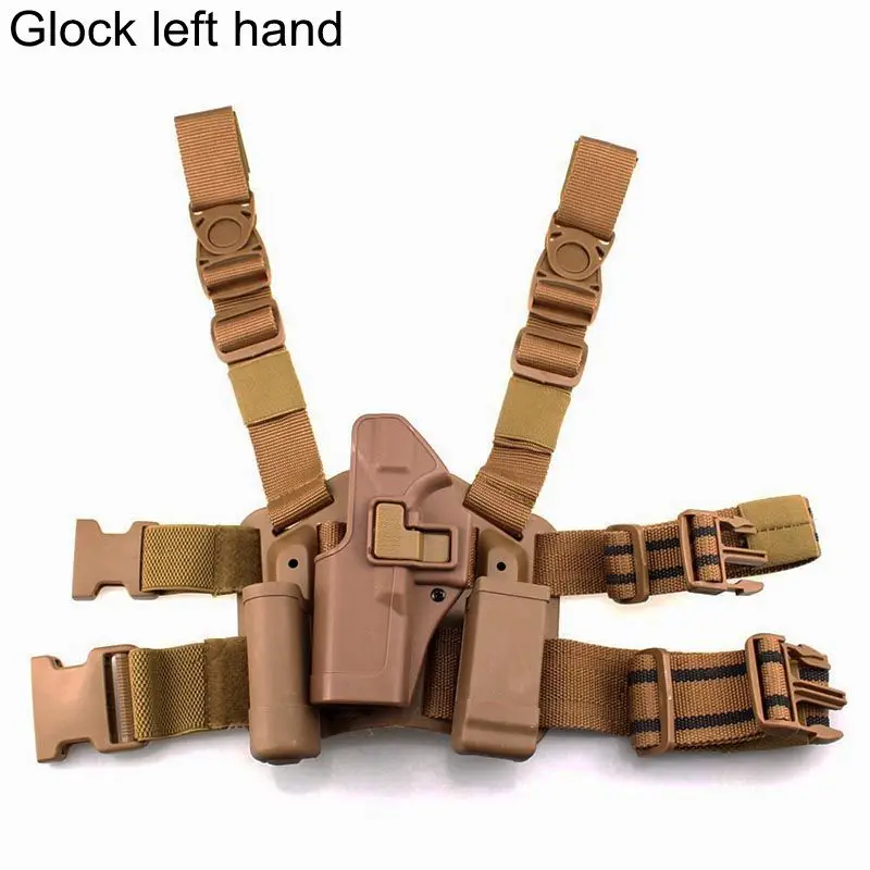 Glock tan left Тактическая кобура Glock 17 19 Beretta 92 ножная кобура военный пистолет кобура для ног левая рука принадлежности для пистолета Глок кобура для стрельбы из пистолета - Цвет: Glock tan left