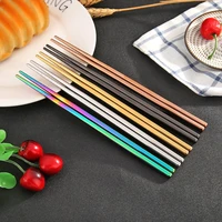 1 pair stainless steel chinese chopsticks non slip reusable metal chopstick for sushi hashi food sticks tableware kitchen tool