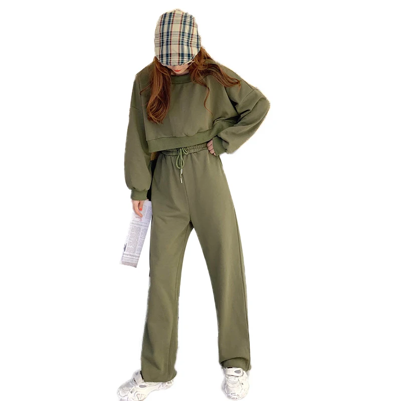 

Women's sports suit autumn Korean fashion new loose short long-sleeved T-shirt female KOL fashion