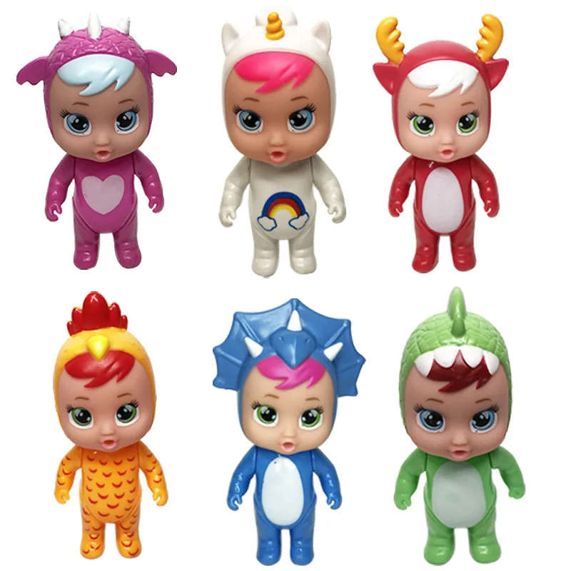 

12cm Cry Dolls Baby Doll With Pacifier Bottle DIY Action Toy Figure Cryings Doll Boy Girl Gifts