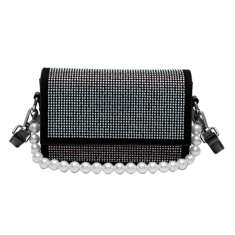 

New Fashion Rhinestone Bag Portable Small Square Bag Shoulder Messenger Female Diamond Bag for Travel Bag
