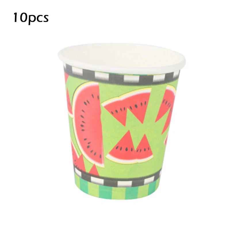 Набор одноразовой посуды из тропической соломы с фруктами клубника