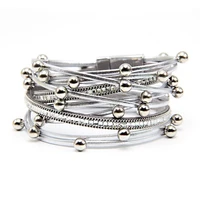 european and american original jewelry brand new diamond inlaid multi layer leather freshwater pearl bracelet