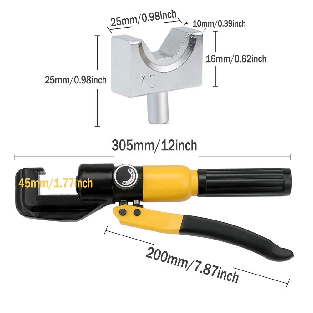 

Hydraulic Crimping Tool Battery Wire Cable Lug Crimper Plier Hydraulic Compression Tool YQK-70 8 Tons 4-70mm2 Electrician Pliers