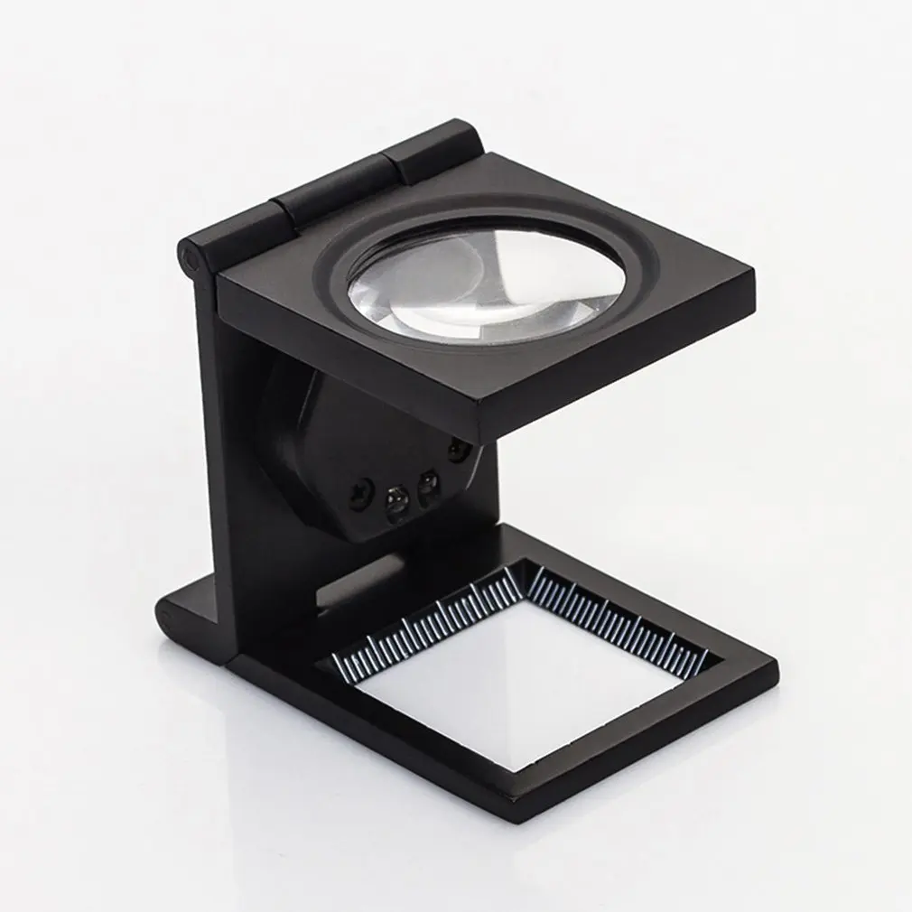 

10x Scale Magnification 2 LED Lupa Optical Lenses Magnifying Glass Foldable Scale Magnifier Illumination Light Printing fabric