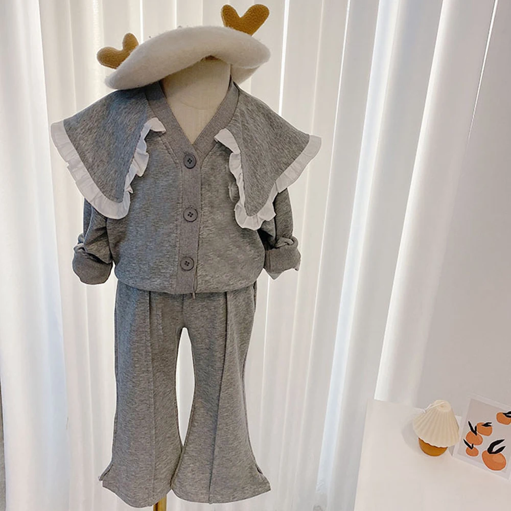 

Girls Suit 2021 New Girl Korean Version Lapel Jacket Casual Pants Two-Piece Autumn Costume Baby Set For Girls Children Clothing