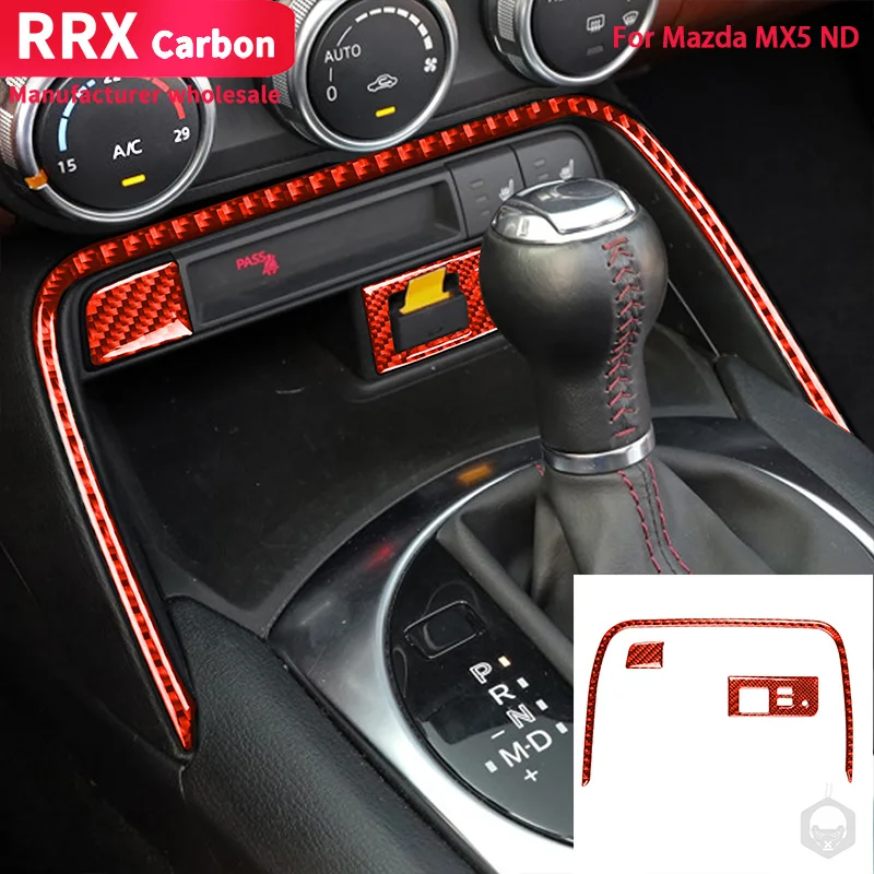 

RRX for Mazda MX5 ND 2016-2020 USB Panel Center Console Button Frame Cover Trim Sticker Carbon Fiber Interior Car Accessories