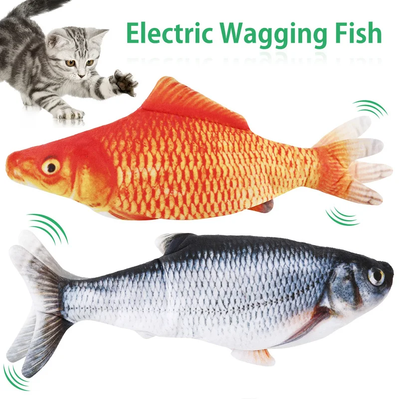 

Electronic Pet Cat Toy USB Charging 3D Simulation Fish Catnip Toys Chew Bite Toys for Kitten Chewing Playing Biting Wagging Toy