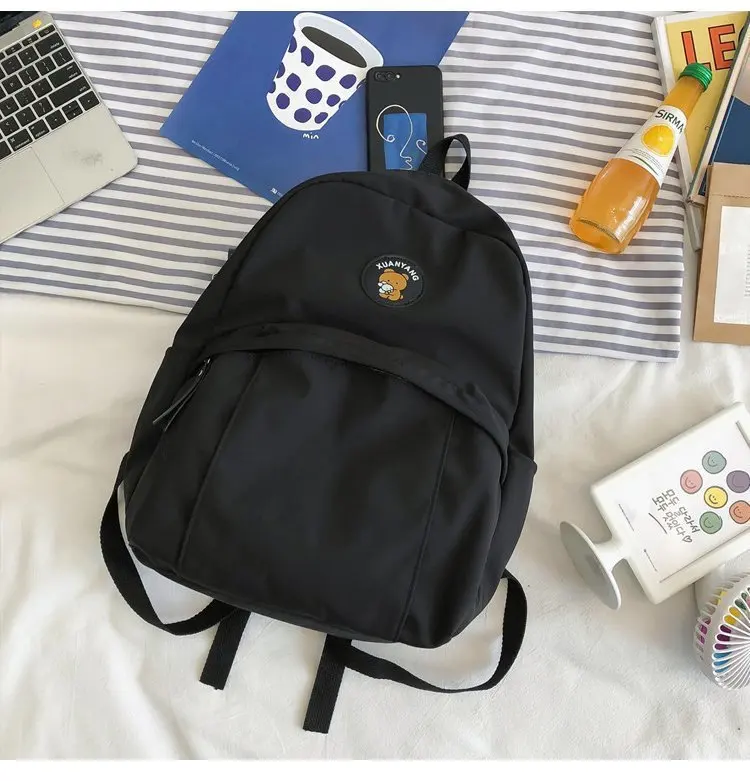 

College style simple versatile literature sweet lovely girl student schoolbag leisure pure color backpack