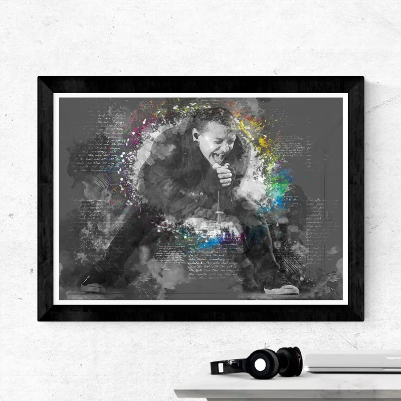 Современные черно белые настенные картины Chester Bennington художественные принты на