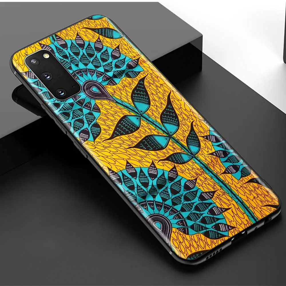 

Phone Case For Samsung Galaxy S21 S20 Ultra Plus FE S10 Lite S9 Silicone Cover African Pattern TPU Soft Shell