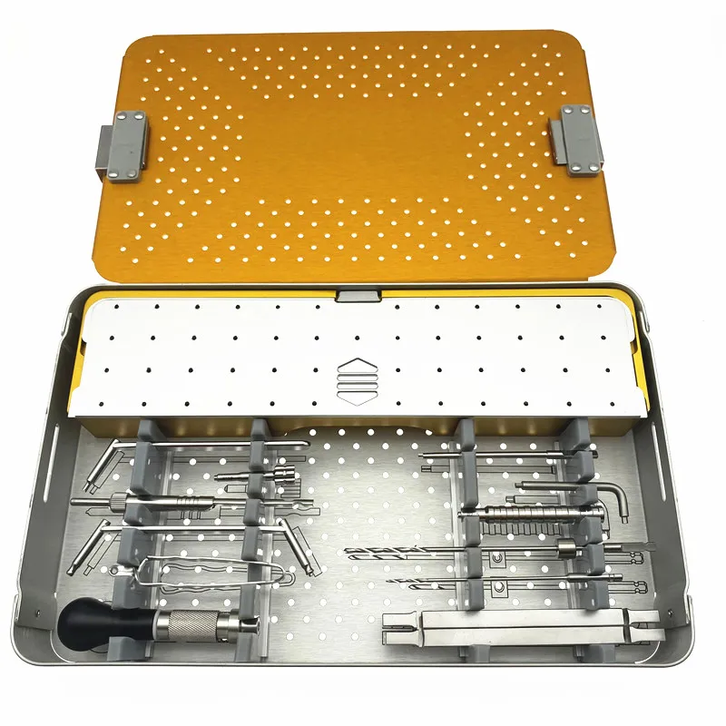 Caja de instrumentos ortop&eacute;dicos, caja quir&uacute;rgica de acero inoxidable para veterinaria-0